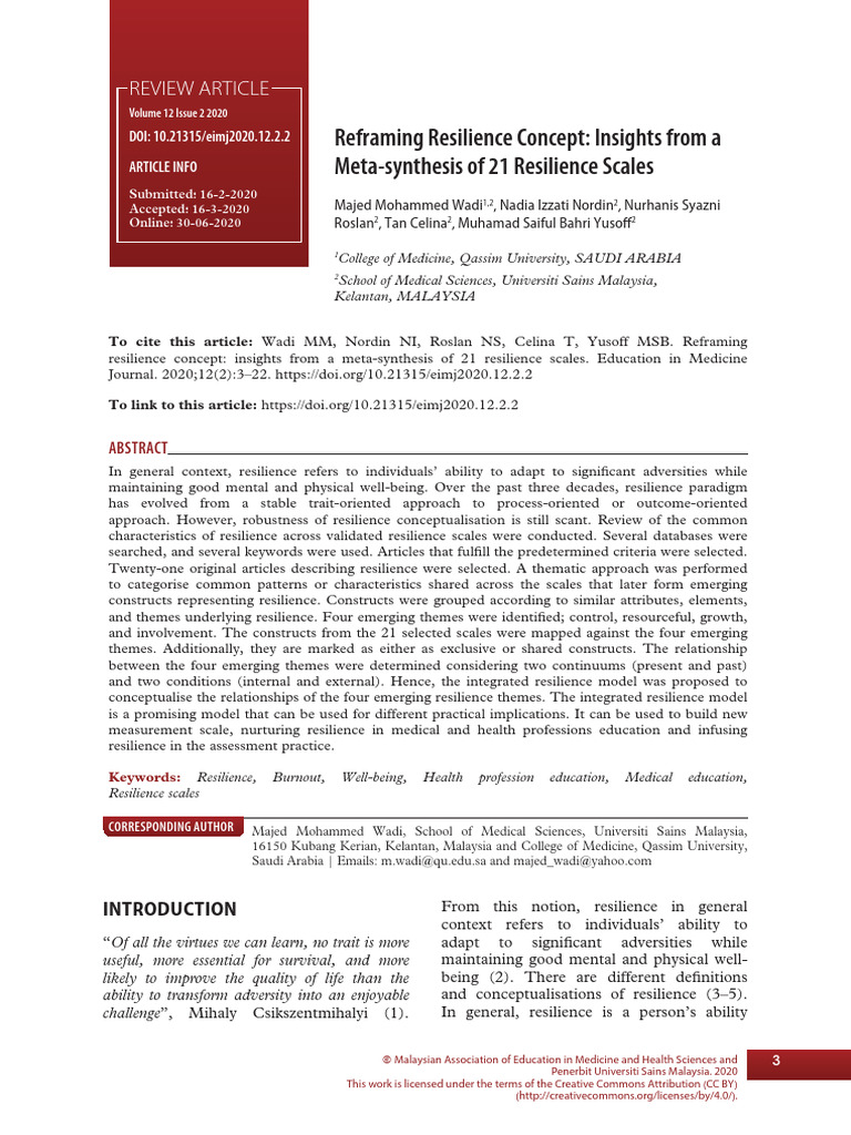 Insights on Resilience in Healthcare Education | PDF | Psychological ...