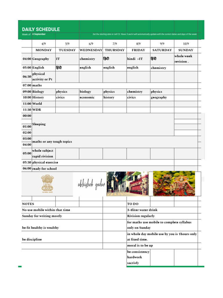 Daily Home Schedule Pdf
