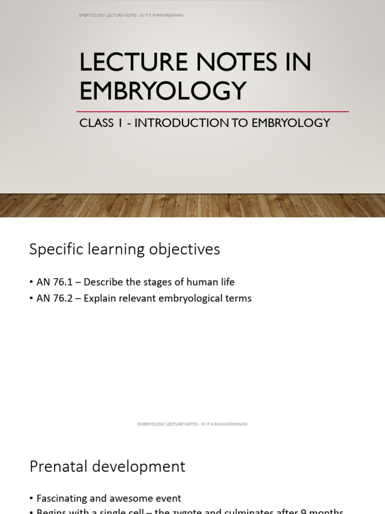 Introductory Embryology Lecture Notes | PDF | Embryo | Fertilisation