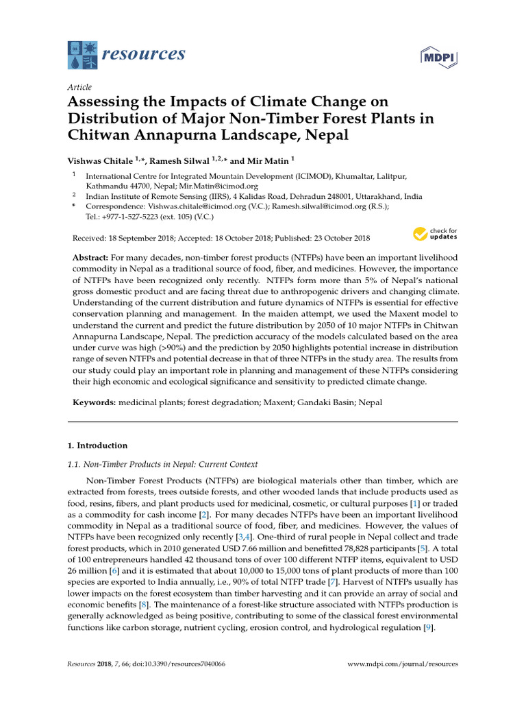 Assessing The Impacts of Climate Change On Distribution of Major Non ...