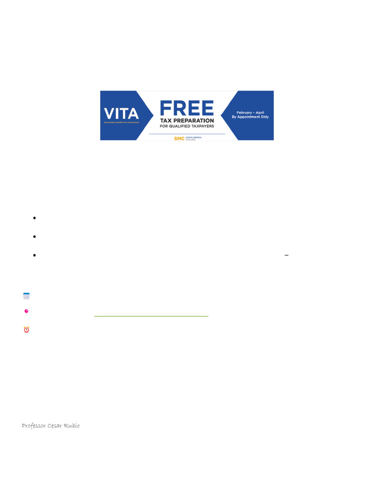 VITA Program Volunteer Orientation | PDF
