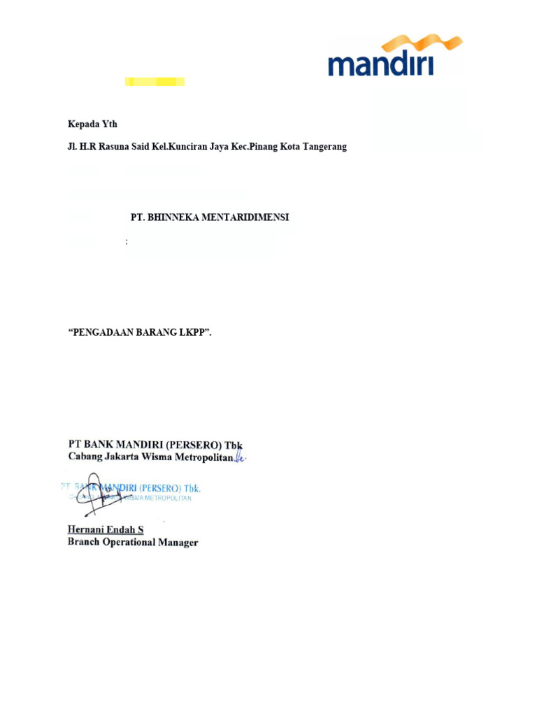 Format Referensi Bank Mandiri PDF