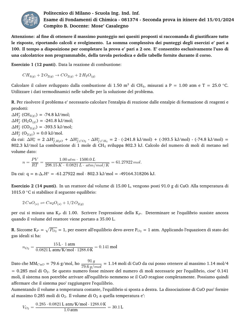 Seconda Prova in Itinere Del 15-01-2024 (B) | PDF