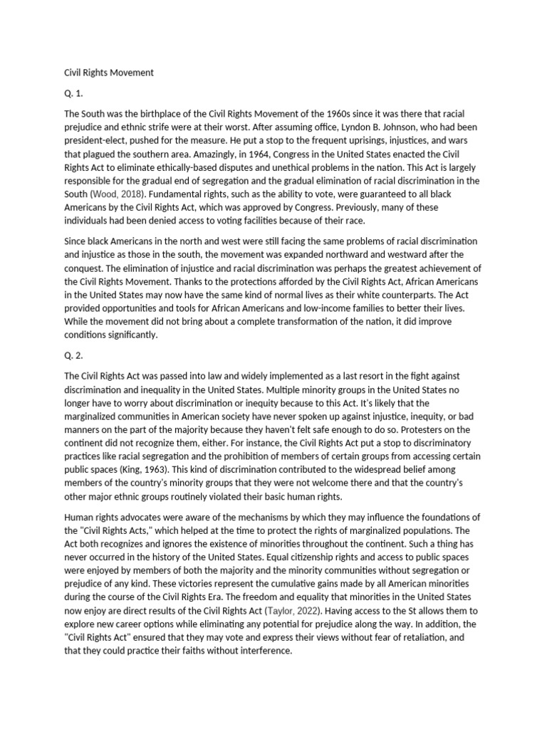 Civil_Rights_Movement | PDF | Activism | Civil Rights Act Of 1964