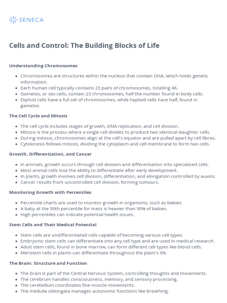 Cells and Control The Building Blocks of Life | PDF | Cell (Biology ...