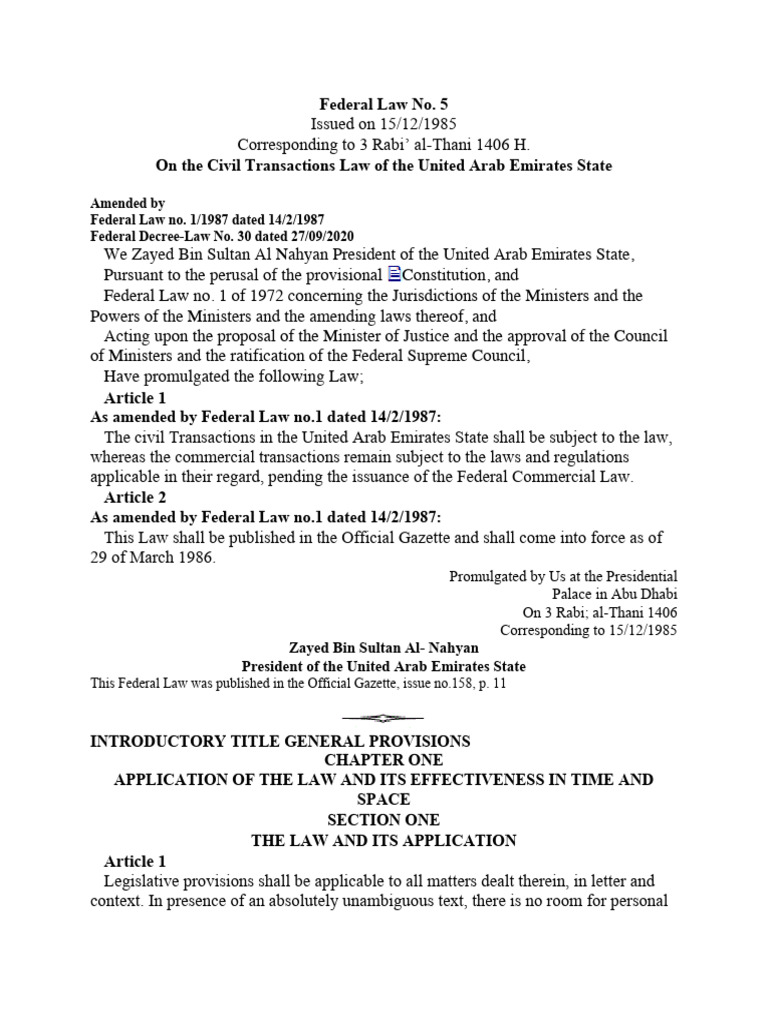 UAE Civil Transactions Law Overview | PDF | Offer And Acceptance | Coercion