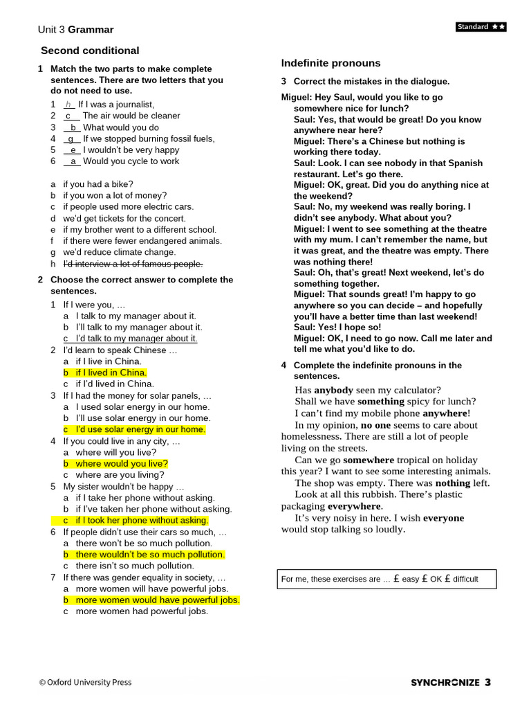 Unit 3.1 Second Conditional Exercises | PDF