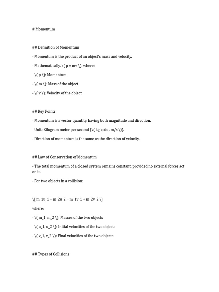 Understanding Momentum and Its Applications | PDF