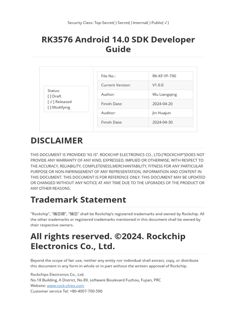 RK3576 Android 14.0 SDK Guide | PDF | Booting | Android (Operating System)