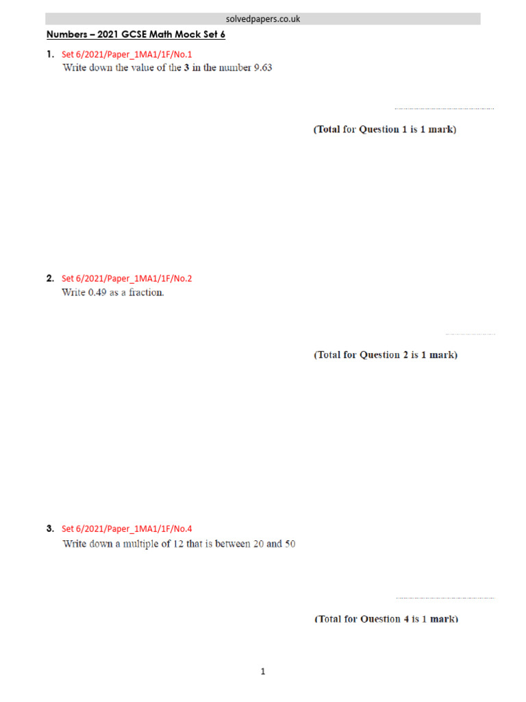 2021 GCSE Math Mock Exam Papers | PDF | Student Assessment And ...