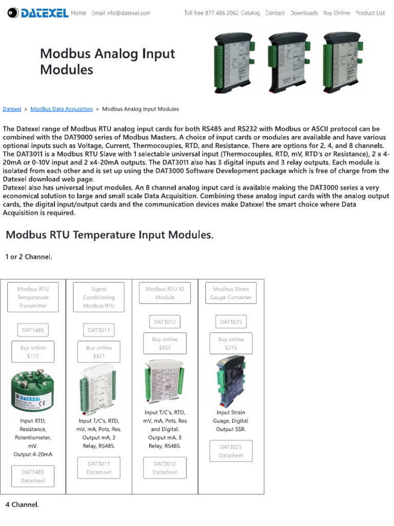Modbus analog input modules print pdf