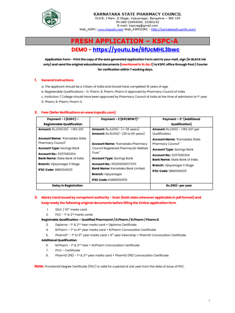 KSPC Registration and Renewal Guide | PDF | Vocational Education | Pharmacy