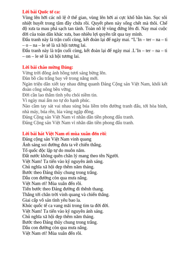 Lời Bài Hát | PDF
