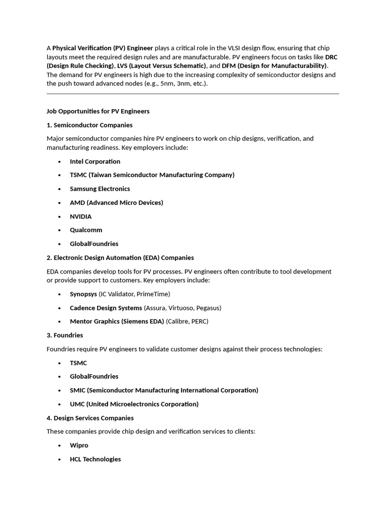 PV Engineer | PDF | Integrated Circuit | Electronic Design Automation