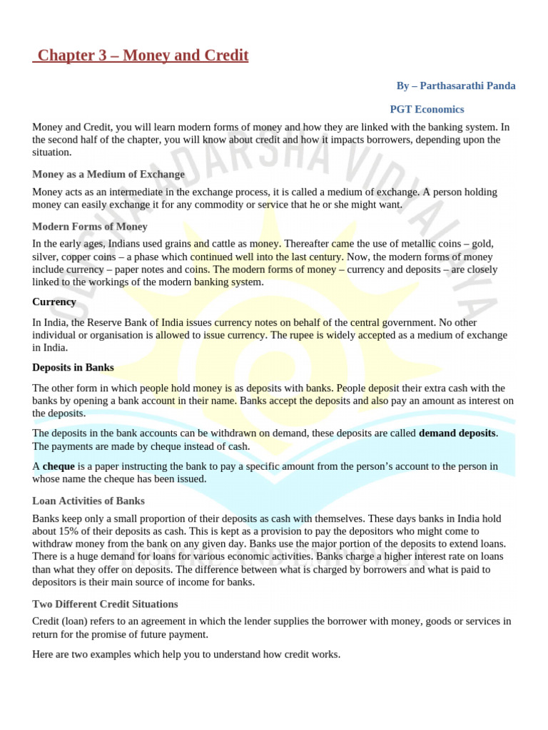 Understanding Credit and Money | PDF | Loans | Money