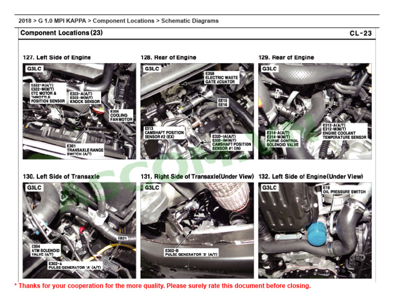 2018 G 1.0 MPI KAPPA Component Locations Schematic Diagrams | PDF