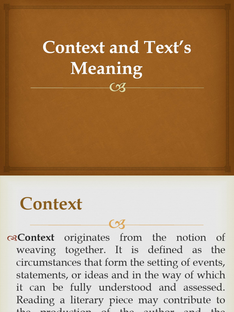 Context and Text's Meaning | PDF | Writers | Senses