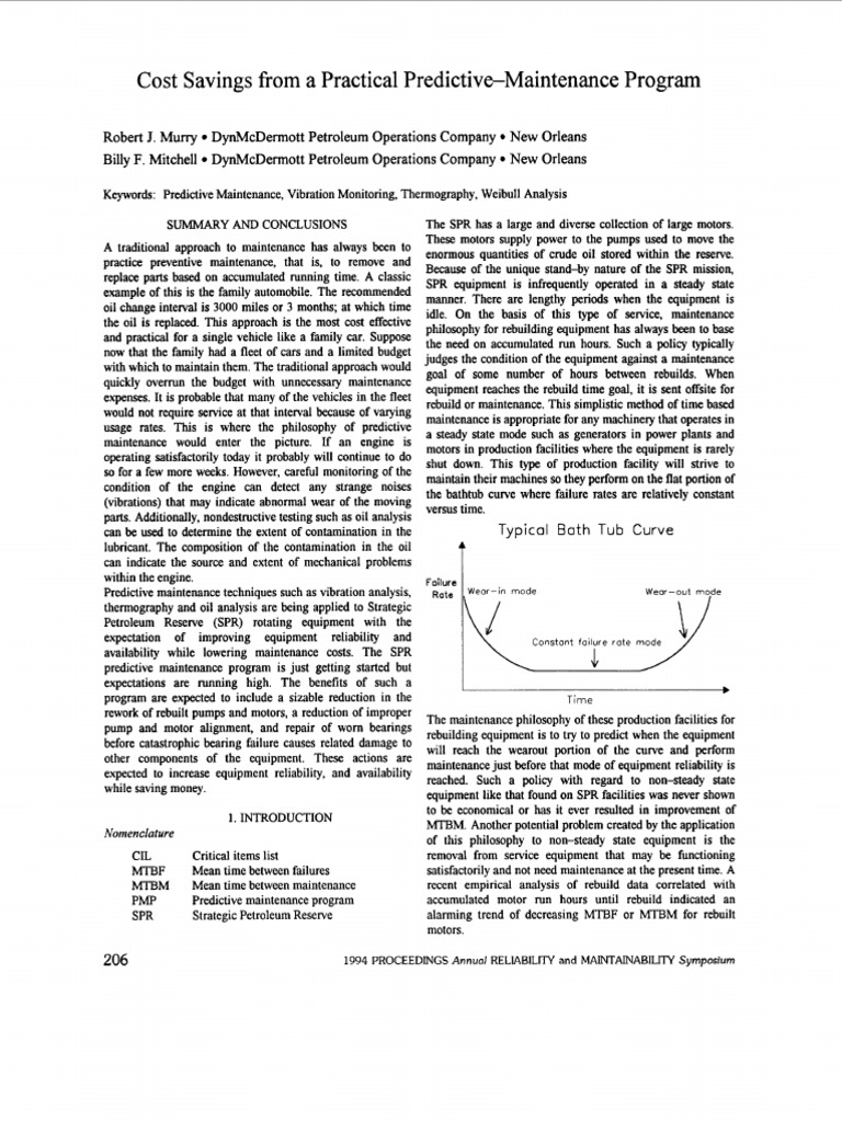 Cost Savings in Predictive Maintenance | PDF | Reliability Engineering ...