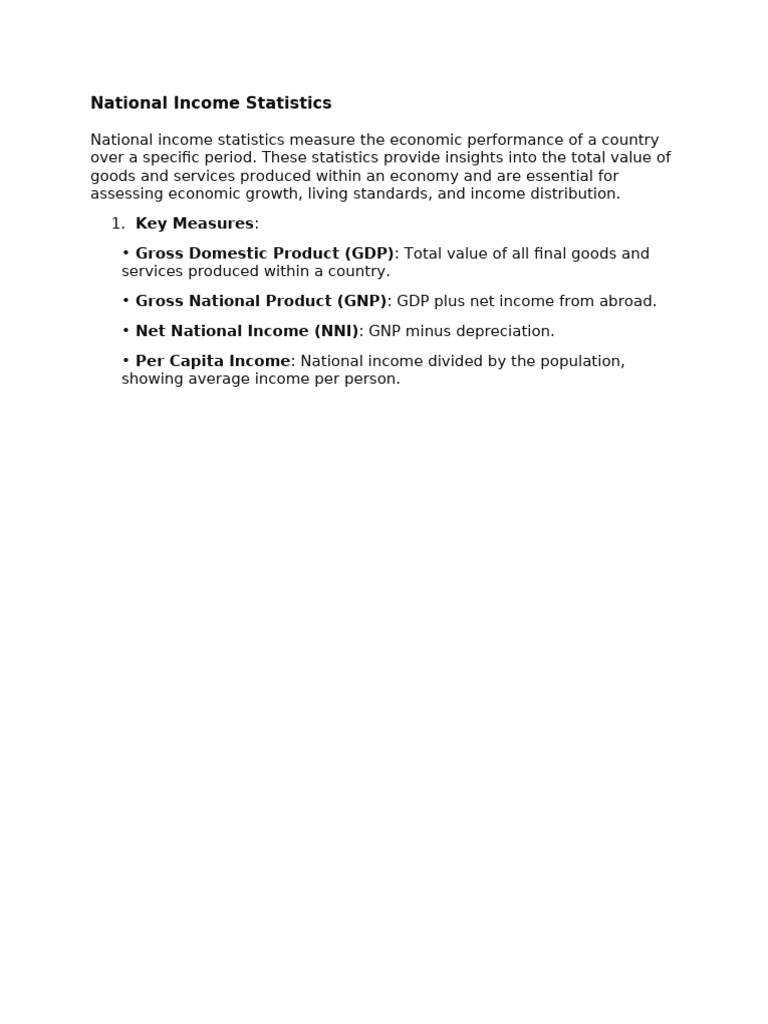 National Income Statistics Overview | PDF