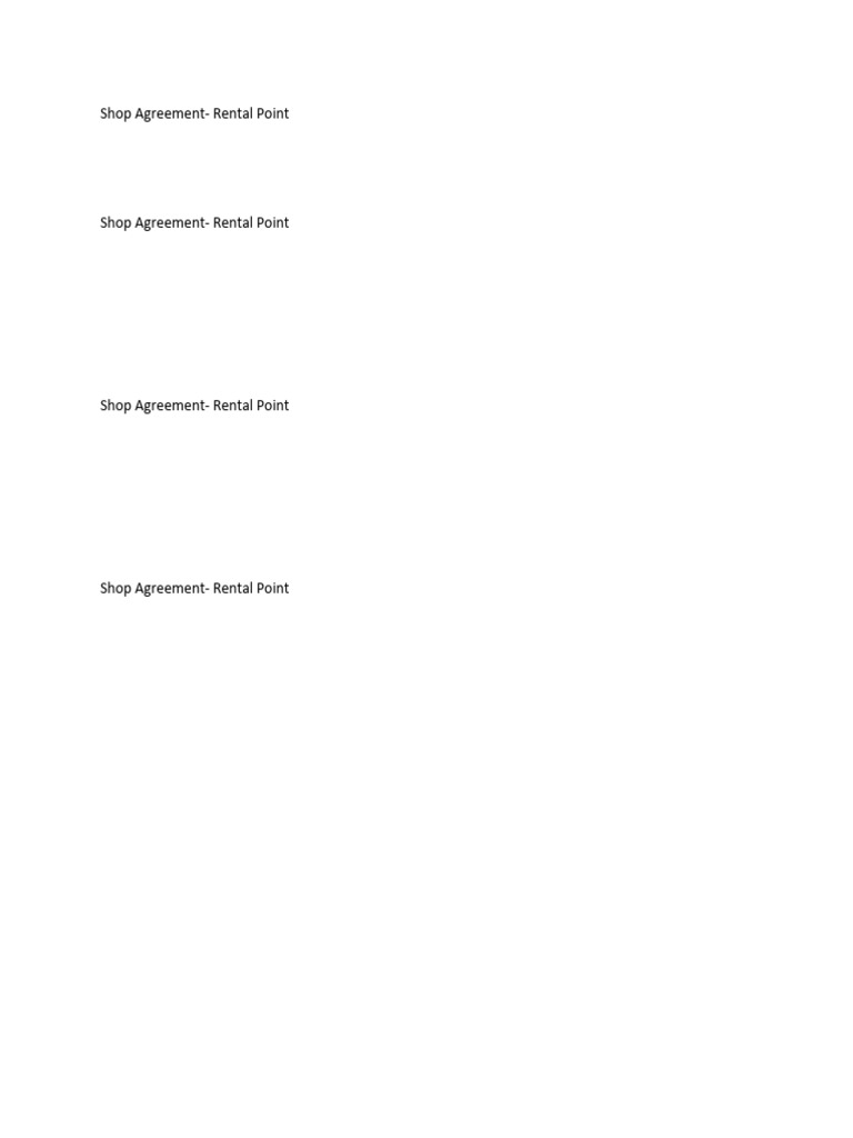Shop Agreement - Rental Point-1 | PDF