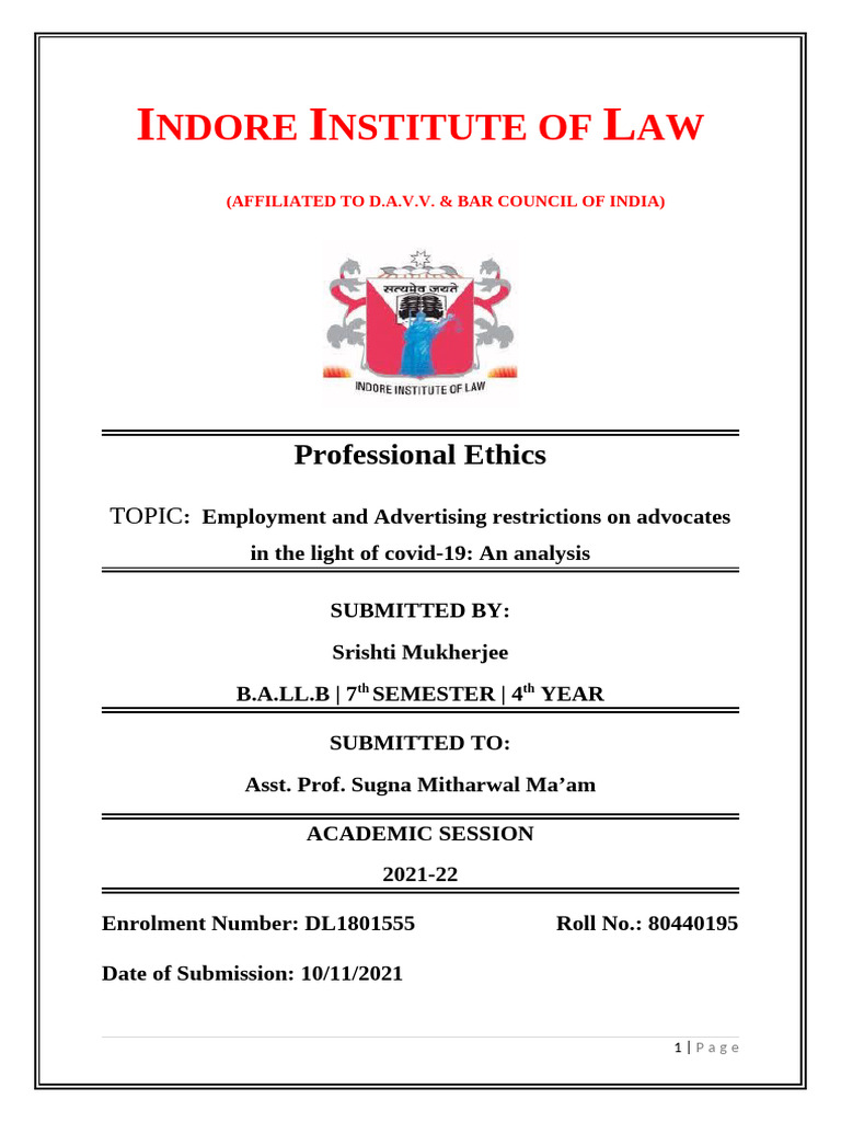 Final Prof Ethics Pdf Advocate Lawyer