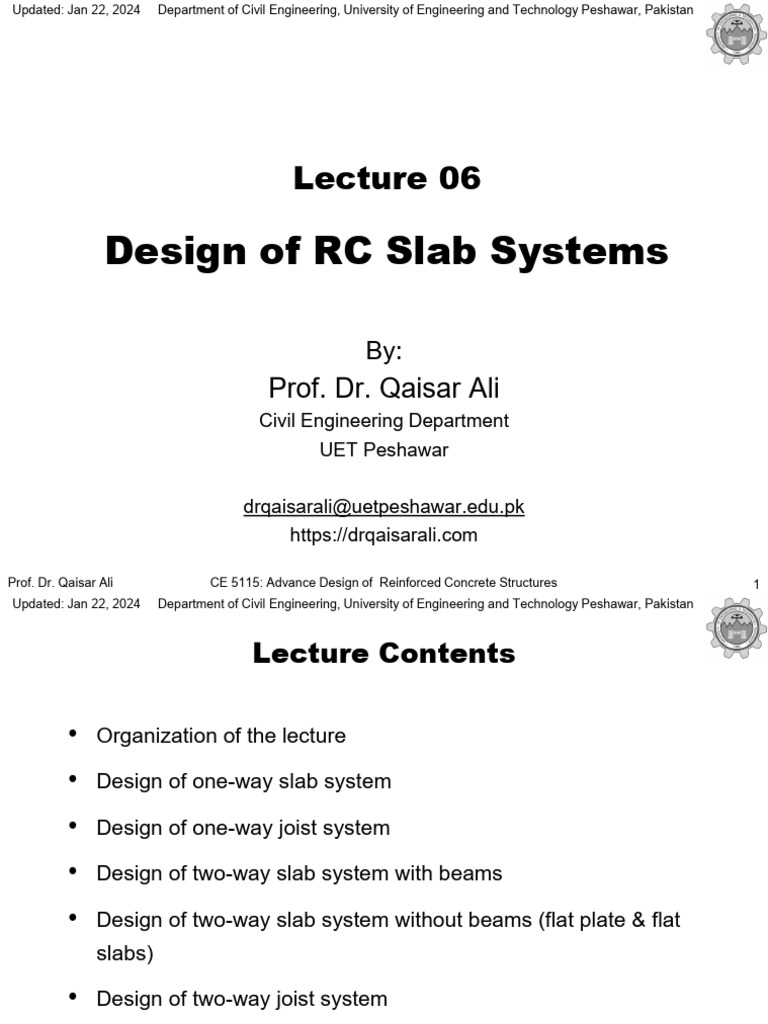 RC Slab System Design Overview | PDF | Beam (Structure) | Concrete