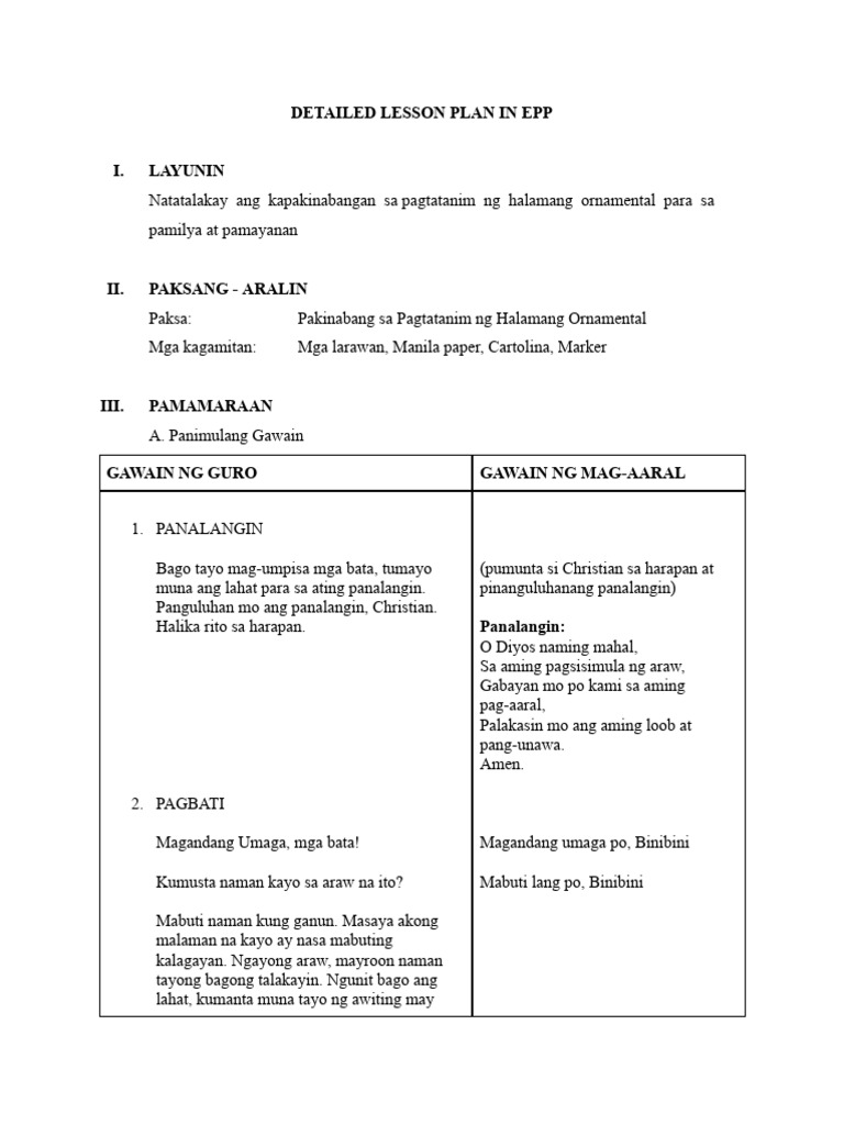 Lesson Plan in Epp | PDF
