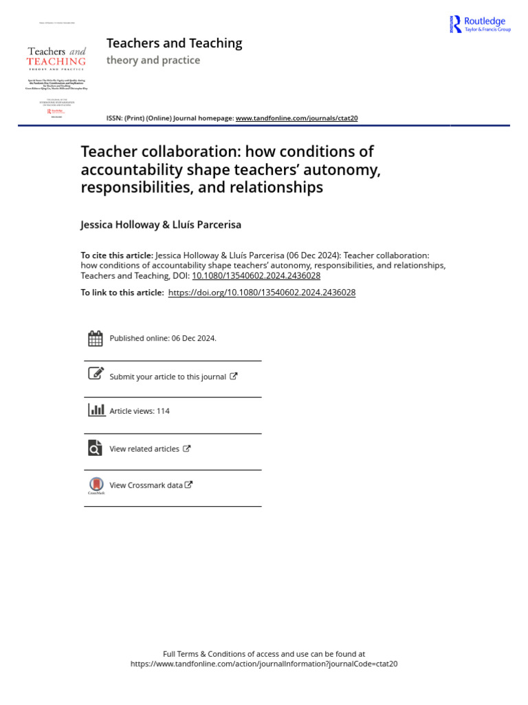 Teacher Collaboration How Conditions of Accountability Shape Teachers ...