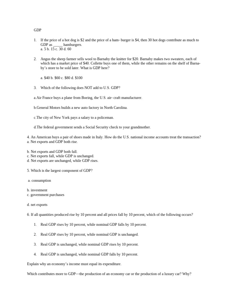 Understanding GDP: Key Concepts and Calculations | PDF | Inflation ...