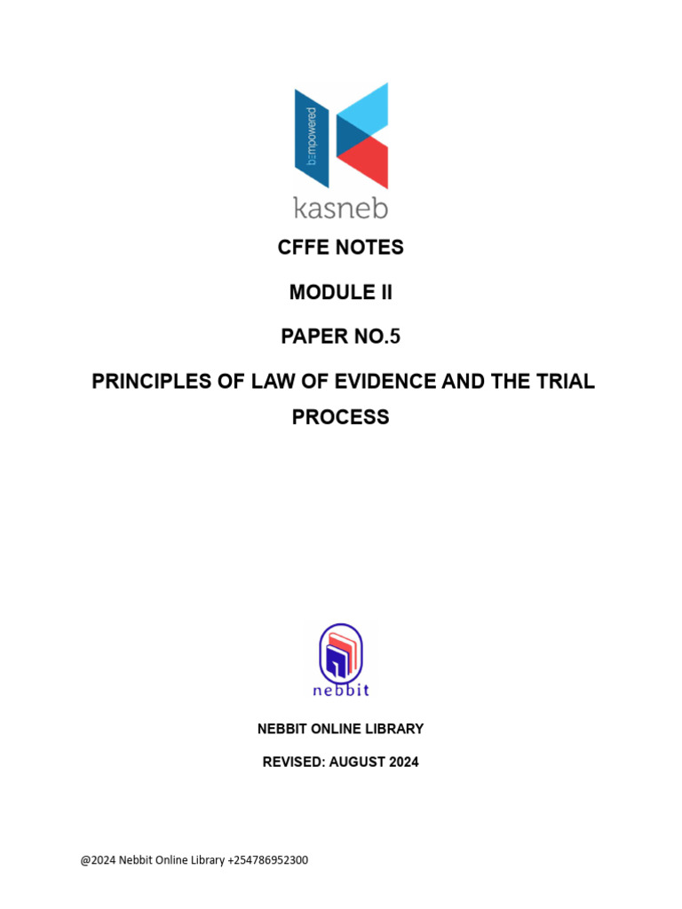 Cffe Notes Evidence | PDF | Burden Of Proof (Law) | Evidence (Law)