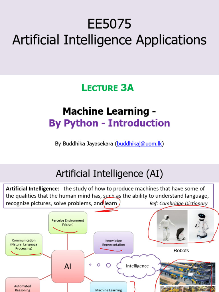 EE5075 Lecture 3A Correct | PDF | Machine Learning | Artificial ...