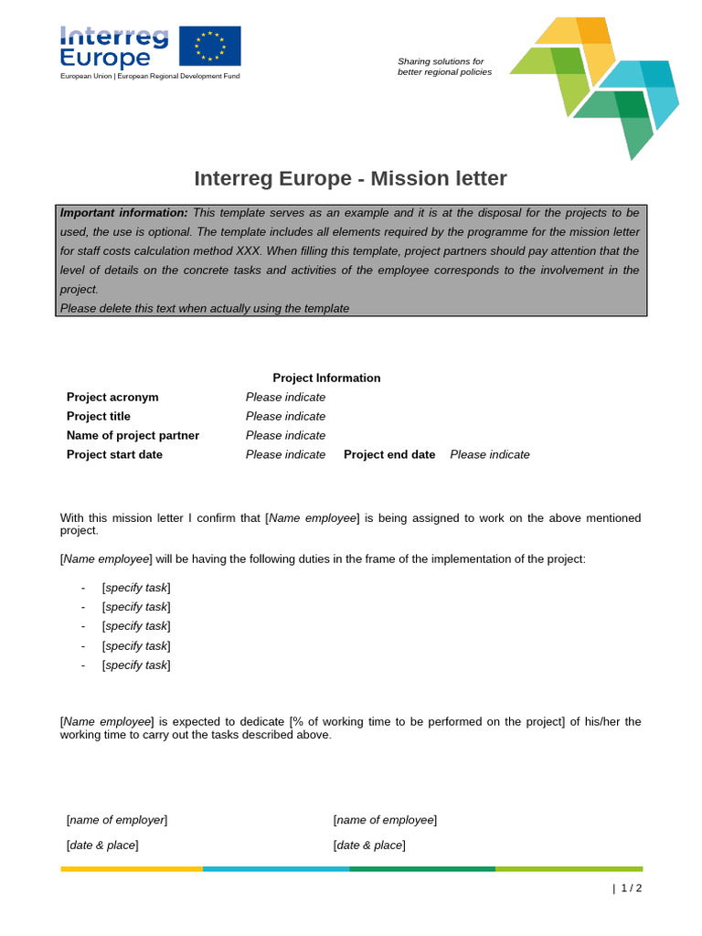 Mission Letter Template Example 1 PDF