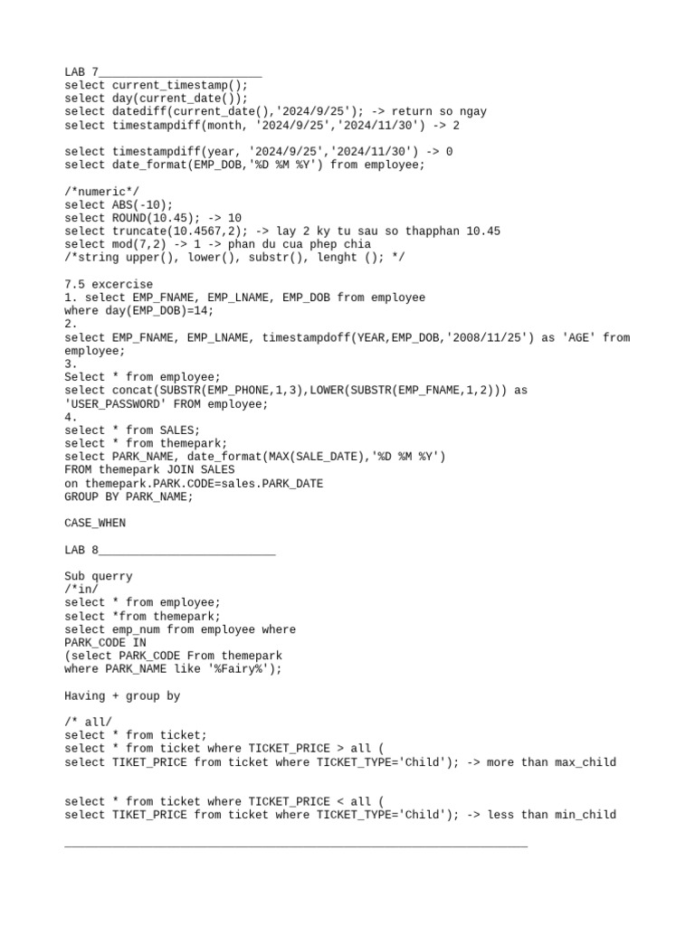SQL Date and String Functions Guide | PDF