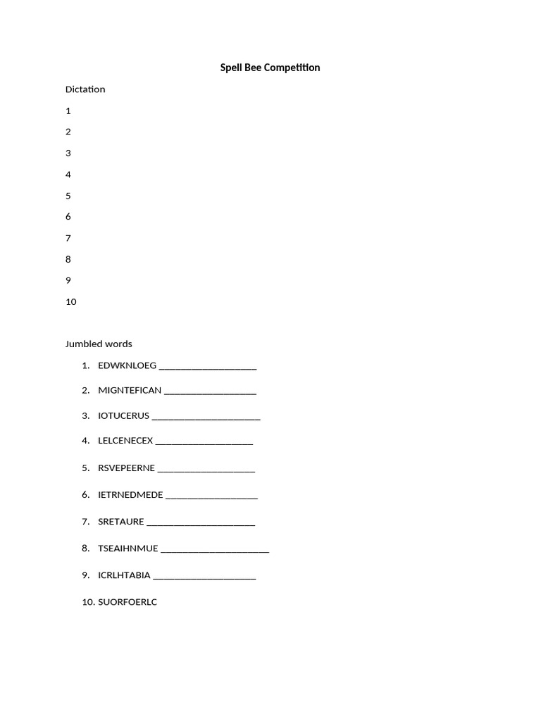 Spell Bee 4 and 5 | PDF