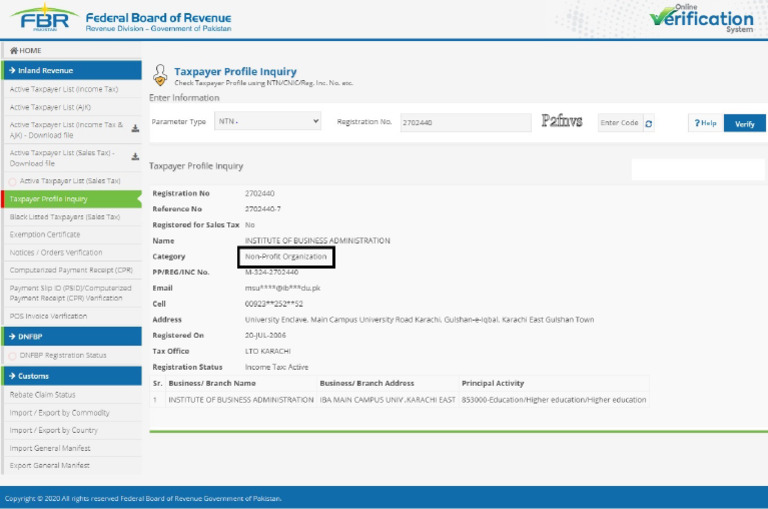 Iba Tax Profile Inquiry Status | PDF