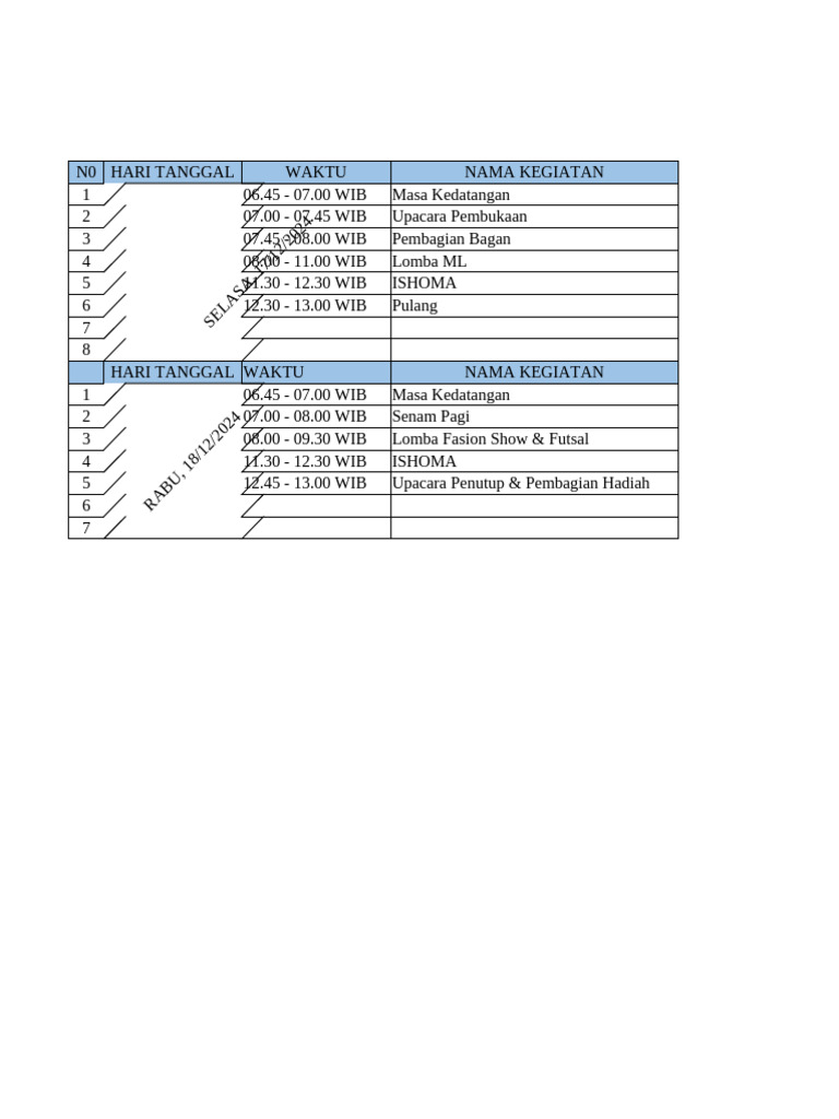 Rundown Acara Class Meeting 2024 | PDF