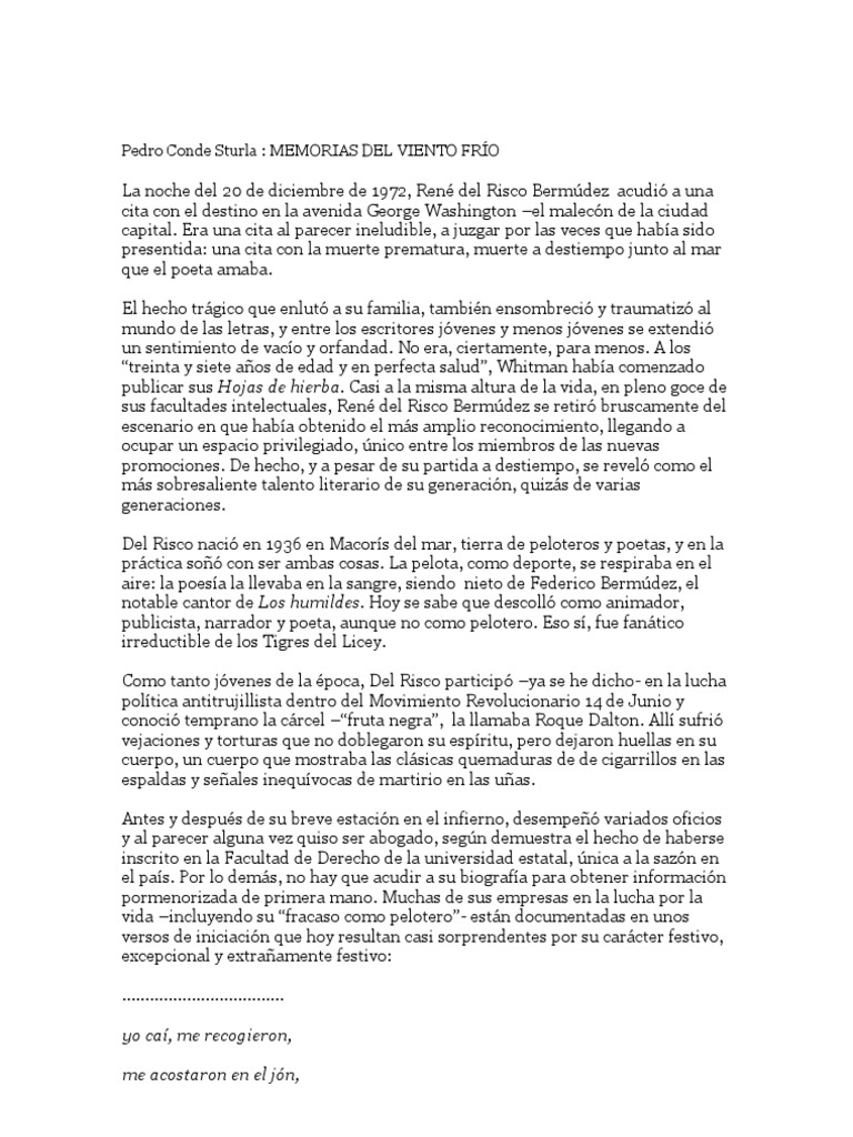 René Del Risco Bermudez PDF Poesía Muerte