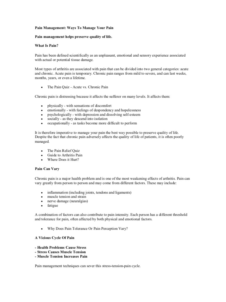 Pain Management | PDF
