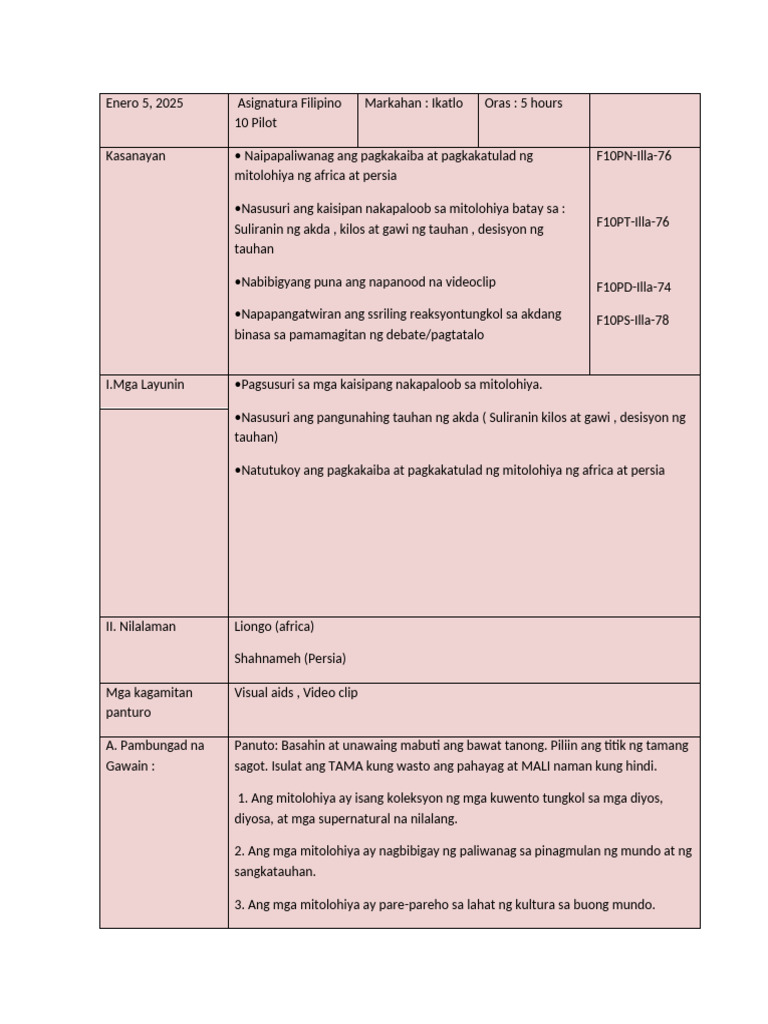 Final Lesson Plan in Filipino | PDF