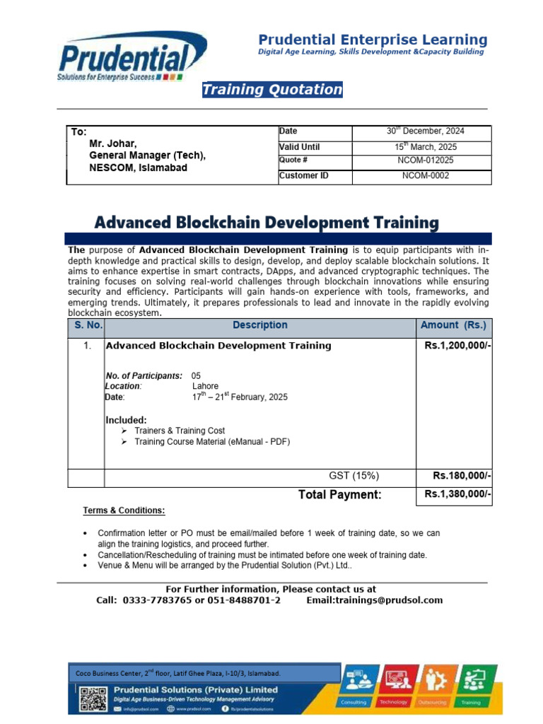Advanced Blockchain Development Training | PDF