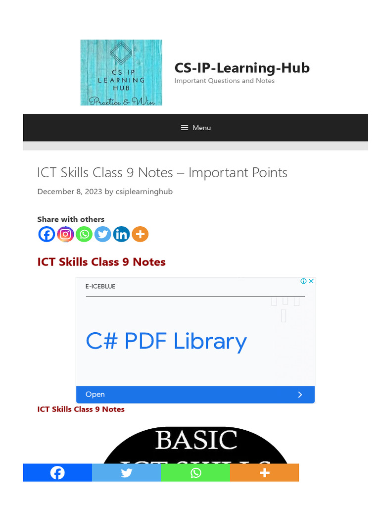 Csiplearninghub com ict skills class 9 notes google vignette pdf