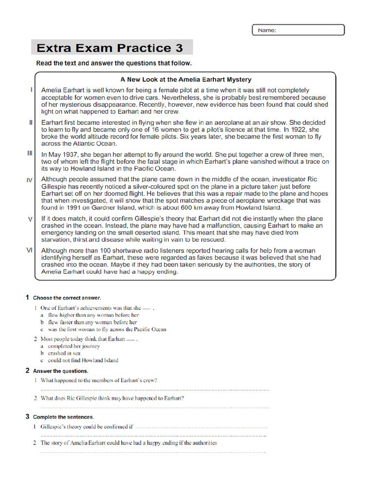 Extra Exam Practice 3 | PDF