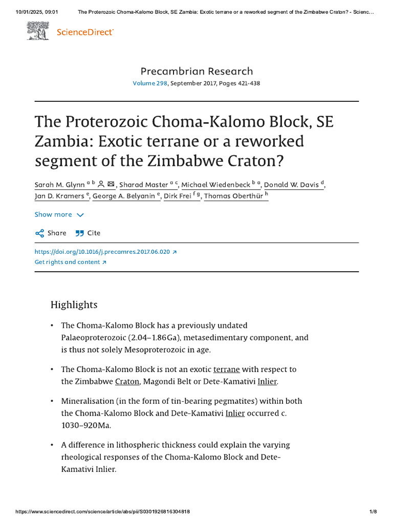 The Proterozoic Choma-Kalomo Block, SE .. | PDF