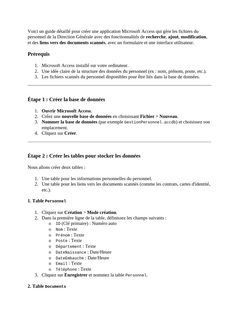 Gestion documentaire sous Access | PDF | Microsoft Access | Fichier ...
