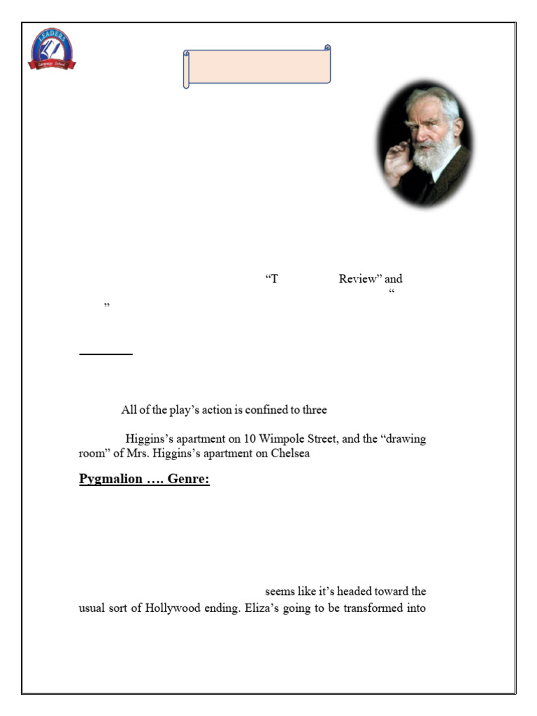 Pygmalion Act 1 Summary and Analysis | PDF | Pygmalion (Play)