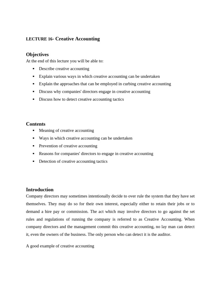 Understanding Creative Accounting Tactics | PDF | Accounting | Audit