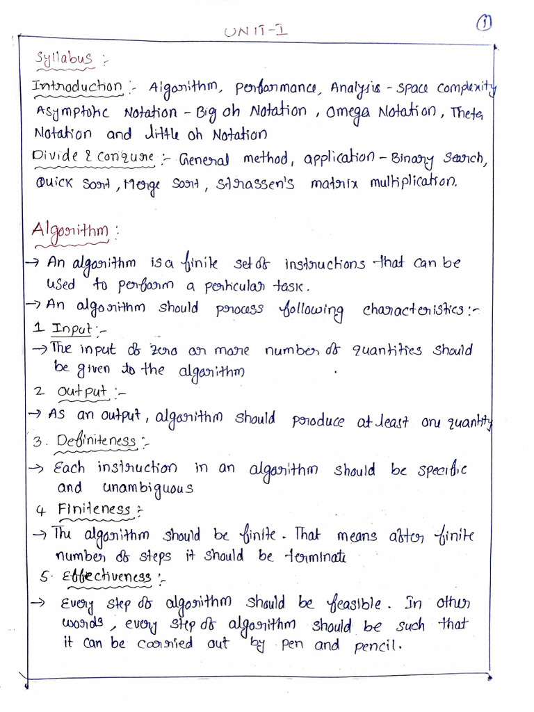 DAA UNIT -I | PDF