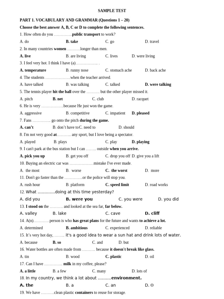 SAMPLE TEST Life TA1 CK DA | PDF | Mountaineering
