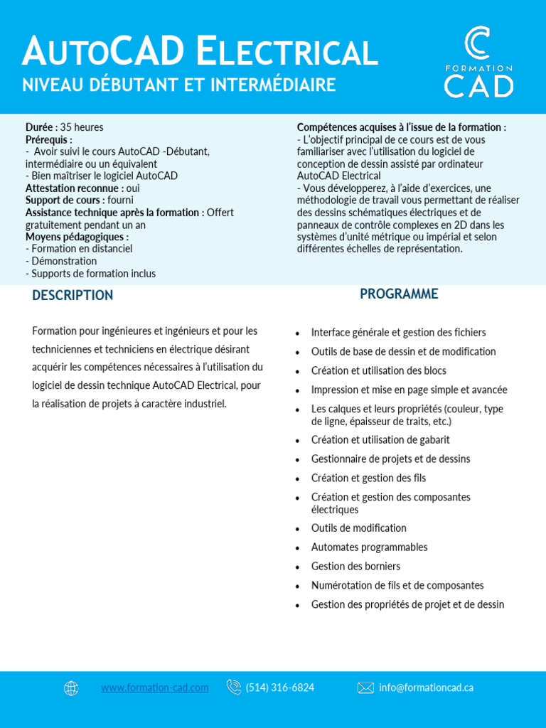 Formation AutoCAD Electrical Débutant | PDF | AutoCAD | Dessin