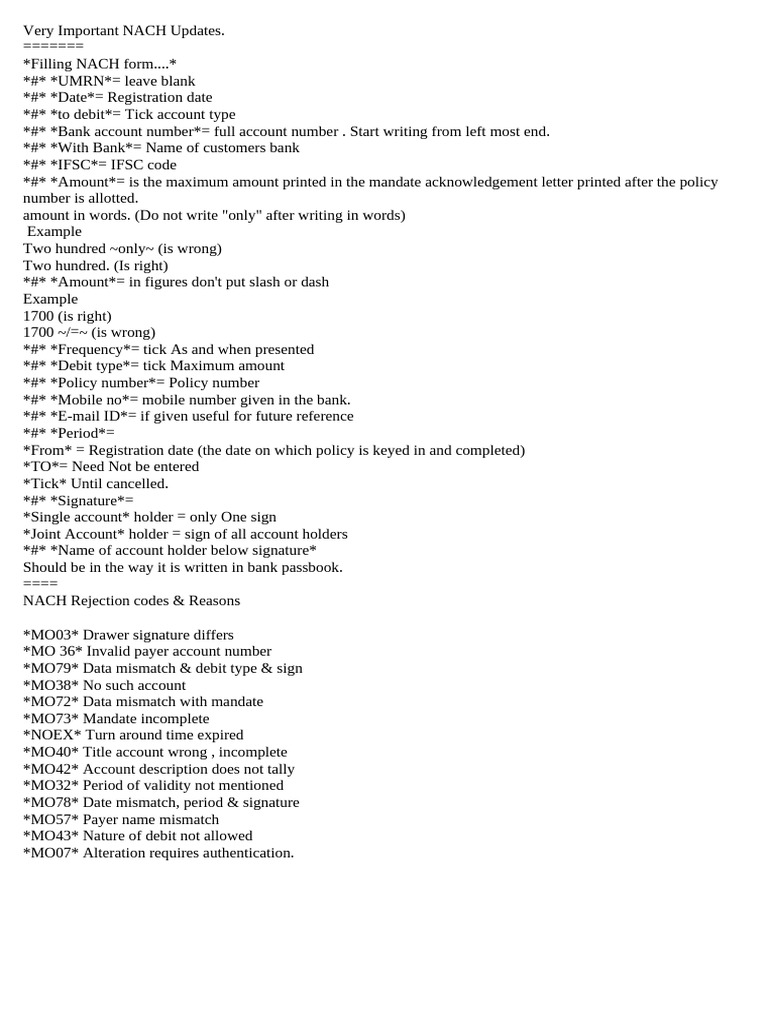 Very Important NACH Updates | PDF